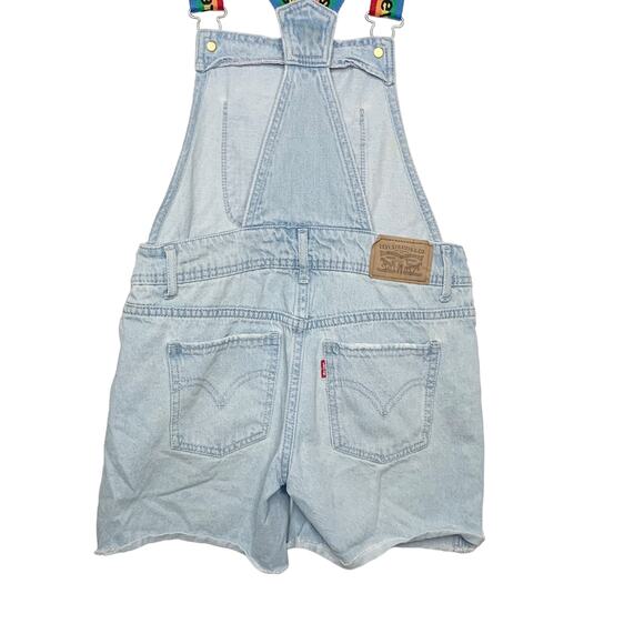LEVI'S Rainbow Strap Denim Jean Shortall Overalls Light Wash Kids Size 10Regular - Picture 9 of 12